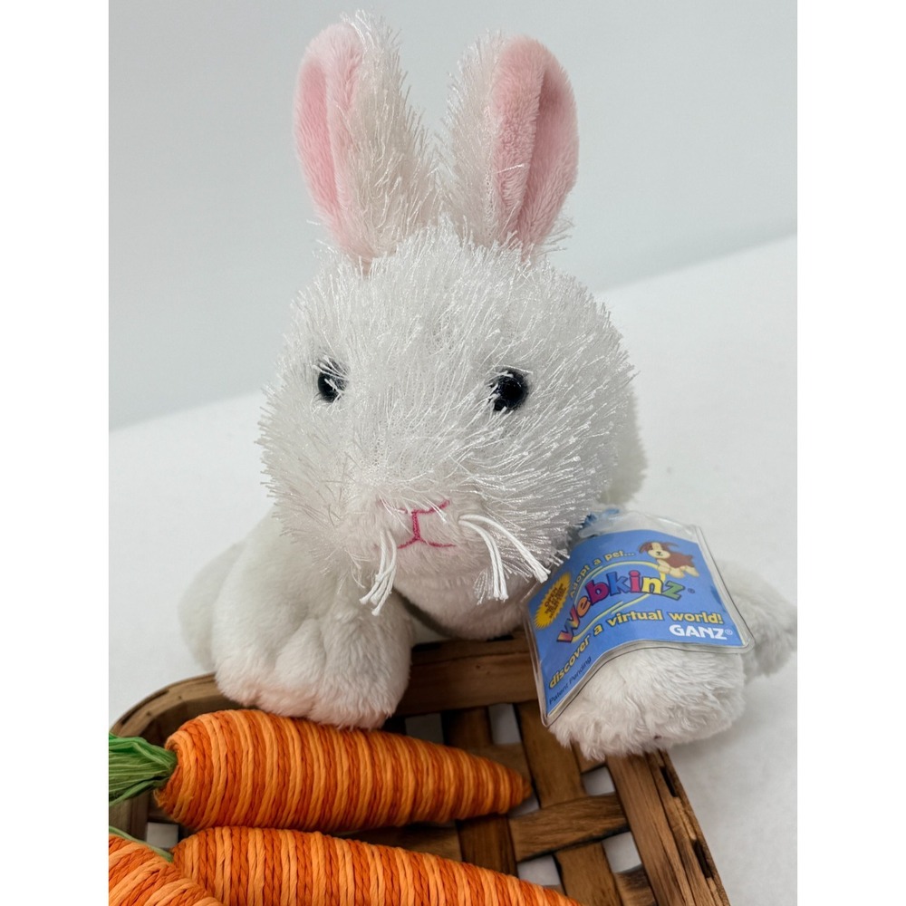 Webkinz White Bunny Rabbit Plush Ganz W Tag Code Stuffed Animal Toy